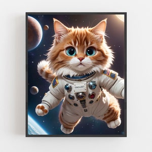 Custom Pet Portrait, Personalised Pet cat NASA Astronaut, Astronaut cat Portrait, Space Pet