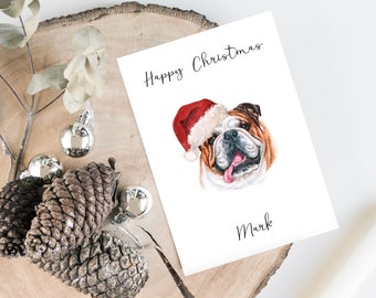 Personalised English Bulldog - Dog Christmas card -dog lovers card card, Funny xmas card, dog lover card, dog owner card Cute dog card