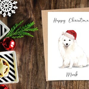 Gepersonaliseerde Japanse Spitz - Hond Kerstkaart -hond liefhebbers kaart kaart, Grappige kerstkaart, hond lover kaart, hond eigenaar kaart Leuke hond kaart