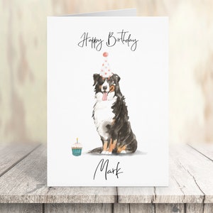 Personalisierte Berner Berghund - Hunde Geburtstagskarte - Hundeliebhaber Karte Hundebesitzer Karte, Hundeliebhaber Karte Hundebesitzer Karte Süße Hundekarte