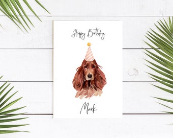 Irish setter  - dog Birthday card -dog lovers card dog owner card, dog lover card dog owner card Cute dog card