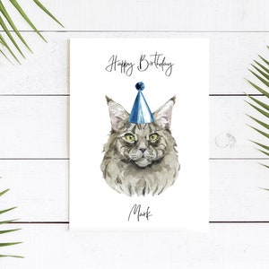 Maine Coon personnalisé - Carte d’anniversaire de chat - Carte d’amour de chat Carte de propriétaire de chat, Carte drôle, Carte d’amour de chat, Carte de propriétaire de chat, Carte de chat mignon