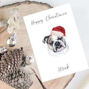 Bulldog inglese personalizzato - Cartolina di Natale per cani - carta per gli amanti dei cani, divertente carta di Natale, carta per gli amanti dei cani, carta del proprietario del cane Carta per cani carini