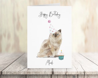 Personalised Ragdoll - Cat Birthday card -Cat lovers card Cat owner card, Funny birthday card, Cat lover card, Cat owner card, Cute cat card