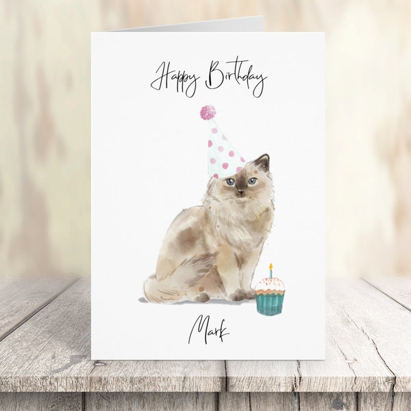 Personalised Ragdoll - Cat Birthday card -Cat lovers card Cat owner card, Funny birthday card, Cat lover card, Cat owner card, Cute cat card