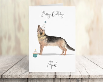 Personalised German Shepherd  - dog Birthday card -dog lovers card dog owner card, dog lover card dog owner card Cute dog card