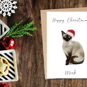 Siamois personnalisé - Carte de Noël pour chat - Carte d’amoureux de chat Carte de propriétaire de chat, Carte de Noël drôle, Carte d’amour de chat, Carte de propriétaire de chat, Carte de chat mignon