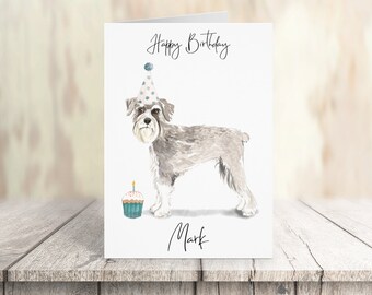 Personalised Schnauzer - dog Birthday card -dog lovers card dog owner card, dog lover card dog owner card Cute dog card