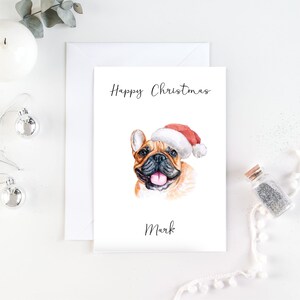 Personalisierte Französische Bulldogge - Hund Weihnachtskarte -Hundeliebhaber Karte Karte, lustige Weihnachtskarte, Hundeliebhaber Karte, Hundebesitzer Karte Niedliche Hundekarte