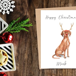 Vizsla húngaro personalizado - cartão de Natal para cães - cartão para amantes de cães, cartão de Natal engraçado, cartão para amantes de cães, cartão para dono de cães Cartão bonito para cães