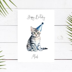 Carte d'anniversaire personnalisée pour chat British Shorthair - Carte pour amoureux des chats Carte de propriétaire de chat, carte d'anniversaire drôle, carte de propriétaire de chat et carte de chat mignon