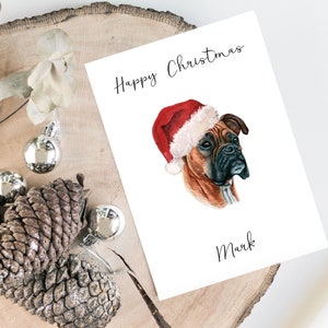 Personalisierte Boxer - Hund Weihnachtskarte - Hundeliebhaber Karte Karte, lustige Weihnachtskarte, Hundeliebhaber Karte, Hundebesitzer Karte Niedliche Hundekarte