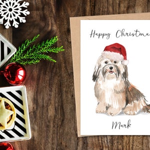 Personalisierte Havanese - Hund Weihnachtskarte - Hundeliebhaber Karte, Lustige Weihnachtskarte, Hundeliebhaber Karte, Hundebesitzer Karte Niedliche Hundekarte