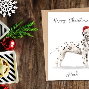 Gepersonaliseerde Dalmatiër- Hond Kerstkaart -hond liefhebbers kaart kaart, Grappige kerstkaart, hond lover kaart, hond eigenaar kaart Leuke hond kaart