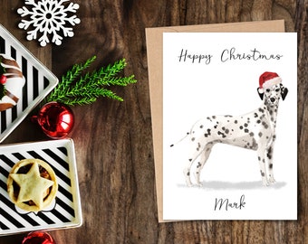 Personalised Dalmatian- Dog Christmas card -dog lovers card card, Funny xmas card, dog lover card, dog owner card Cute dog card