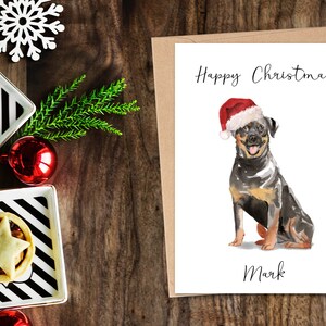 Rottweiler personnalisé - Carte de Noël pour chien - Carte d’amoureux de chien, Carte de Noël drôle, Carte d’amoureux de chien, Carte de propriétaire de chien Carte de chien mignon