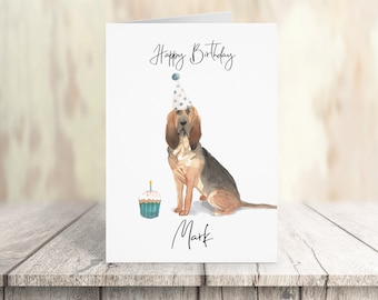Personalised BloodHound Blood Hound - dog Birthday card -dog lovers card dog owner card, dog lover card dog owner card Cute dog card