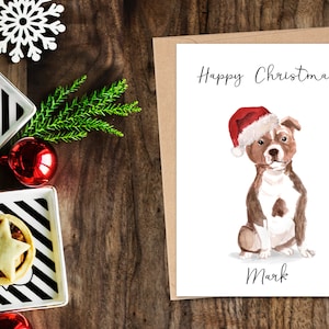 Gepersonaliseerde Staffordshire Bull terrier - Hond Kerstkaart -hond liefhebbers kaart, Grappige kerstkaart, hond eigenaar kaart, Leuke hond kaart