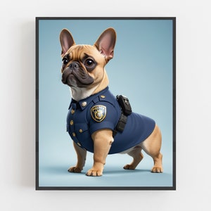Police Pet Portrait, Pet portrait, Custom Pet Portrait, funny pet portrait, police office, police dog, police cat, pet portrait custom