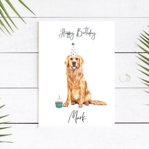 Personalised Golden Retriever - dog Birthday card -dog lovers card dog owner card, dog lover card dog owner card Cute dog card