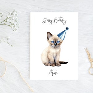 Siamois personnalisée - Carte d'anniversaire de chat - Carte d'amoureux des chats Carte de propriétaire de chat, carte d'anniversaire drôle, carte d'amant de chat, carte de propriétaire de chat, carte de chat mignon