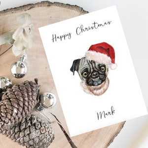 Personalisierte Mops - Hund Weihnachtskarte -Hundeliebhaber Karte Karte Karte, lustige Weihnachtskarte, Hundeliebhaber Karte, Hundebesitzer Karte Niedliche Hundekarte