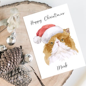 Persan personnalisé - Carte de Noël pour chat Carte d’amoureux des chats Carte de propriétaire de chat, carte de Noël drôle, carte d’amoureux des chats, carte de propriétaire de chat, carte de chat mignon