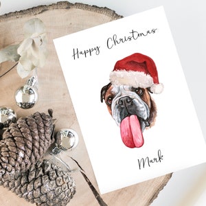 Personalisierte englische Bulldogge - Hund Weihnachtskarte -Hundeliebhaber Karte Karte Karte, lustige Weihnachtskarte, Hundeliebhaber Karte, Hundebesitzer Karte Niedliche Hundekarte