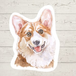 3 x Corgi Vinyl stickers, dog mom sticker, dog dad, dog lover gift, laptop sticker, bujo sticker, Bullet journal decal, watercolour