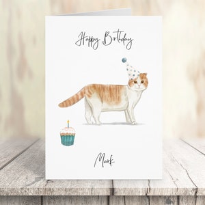 Personnalisé Scottish Fold -Cat Carte d’anniversaire -Carte d’amoureux du chat Carte de propriétaire de chat, Carte d’anniversaire drôle, Carte de propriétaire de chat, Carte de chat mignon