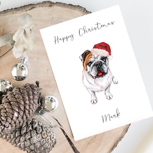 Bouledogue anglais personnalisé - carte de Noël pour chien - carte de carte d'amoureux de chien, carte de Noël drôle, carte d'amant de chien, carte de propriétaire de chien Carte de chien mignon