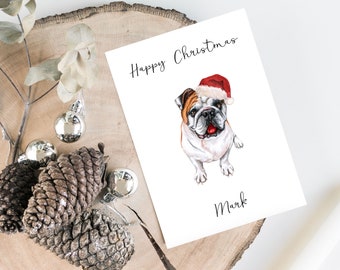 Personalised English Bulldog - Dog Christmas card -dog lovers card card, Funny xmas card, dog lover card, dog owner card Cute dog card
