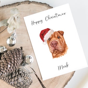 Personalisierte Shar Pei Hund Weihnachtskarte - Hundeliebhaber Karte Karte, lustige Weihnachtskarte, Hundeliebhaber Karte, Hundebesitzer Karte Niedliche Hundekarte