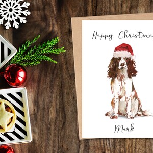 Gepersonaliseerde Engels Springer Spaniel Hond Kerstkaart -hond liefhebbers kaart kaart, Grappige kerstkaart hond minnaar kaart, hond eigenaar kaart Leuke hond kaart