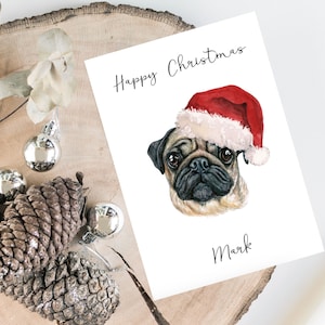Gepersonaliseerde Pug - Hond Kerstkaart - hondenliefhebbers kaart kaart, grappige kerstkaart, hondenliefhebber kaart, hond eigenaar kaart Leuke hondenkaart