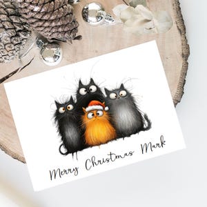 Groupe personnalisé de chats - Carte de Noël de chat - Carte d'amoureux des chats Carte de propriétaire de chat, carte de Noël amusante, carte de propriétaire de chat, carte de chat mignon
