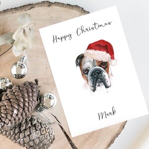 Bouledogue anglais personnalisé - carte de Noël pour chien - carte de carte d'amoureux de chien, carte de Noël drôle, carte d'amant de chien, carte de propriétaire de chien Carte de chien mignon