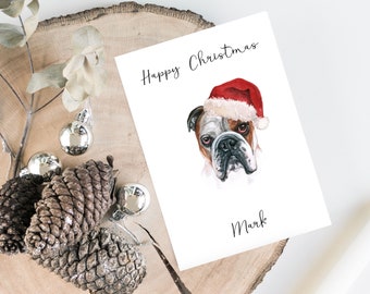Personalised English Bulldog - Dog Christmas card -dog lovers card card, Funny xmas card, dog lover card, dog owner card Cute dog card