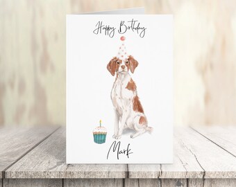 Carte d’anniversaire personnalisée Bretagne - chien -carte d’amour de chien carte de propriétaire de chien, carte d’amour de chien carte de propriétaire de chien Carte de propriétaire de chien mignon