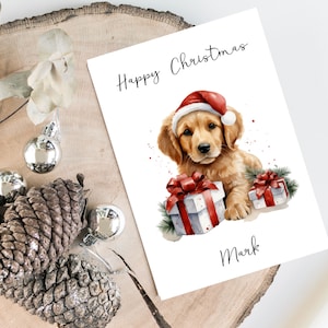 Gepersonaliseerde Golden Retriever - Hond kerstkaart - hondenliefhebbers kaart kaart, grappige kerstkaart, hondenliefhebber kaart, hond eigenaar kaart Leuke hondenkaart