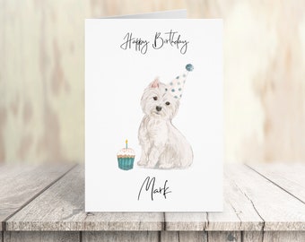 Personalised Westie - dog Birthday card -dog lovers card dog owner card, dog lover card dog owner card Cute dog card