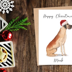 Gepersonaliseerde Duitse Dog- Hond Kerstkaart -hond liefhebbers kaart kaart, Grappige kerstkaart, hond lover kaart, hond eigenaar kaart Leuke hond kaart