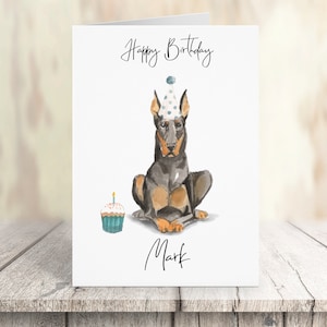 Personalizzato Doberman - cane Biglietto di compleanno - Carta per gli amanti del cane Carta del proprietario del cane, carta del proprietario del cane della carta del cane Carino carta del cane