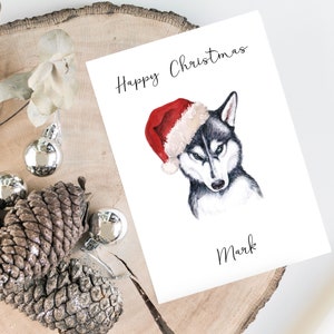 Siberian Husky personalizzato - Biglietto natalizio per cani - biglietto per amanti dei cani, biglietto di Natale divertente, biglietto per l'amante dei cani, biglietto del proprietario del cane Biglietto per cani carino