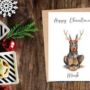 Personalisierte Doberman- Hunde Weihnachtskarte - Hundeliebhaber Karte, Lustige Weihnachtskarte, Hundeliebhaber Karte, Hundebesitzer Karte Süße Hundekarte