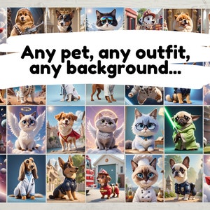 Custom Pet Portraits | Any pet | Any Outfit | Any background | Fully custom unique gift | Totally customisable | Animal lover gift Pet lover