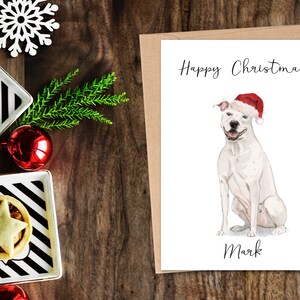 Personalisierte American Staffordshire Terrier, Hundeweihnachtskarte, Hundeliebhaber Karte Karte, lustige Weihnachtskarte, Hundebesitzer Karte, süße Hunde Karte