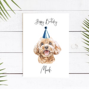 Poodle de brinquedo personalizado - cartão de aniversário de cachorro - cartão de amantes de cachorro cartão de dono de cachorro, cartão de amante de cachorro cartão de dono de cachorro Cartão bonito de cachorro
