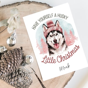 Siberian Husky - Hundeweihnachtskarte -Hundeliebhaber-Karte-Karte, lustige Weihnachtskarte, Hundeliebhaber-Karte, Hundebesitzer-Karte Süße Hundekarte
