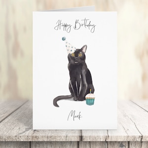 Personalised Bombay Black cat - Cat Birthday card -Cat lovers card Cat owner card, Funny birthday card, Cat owner card, Cute cat card